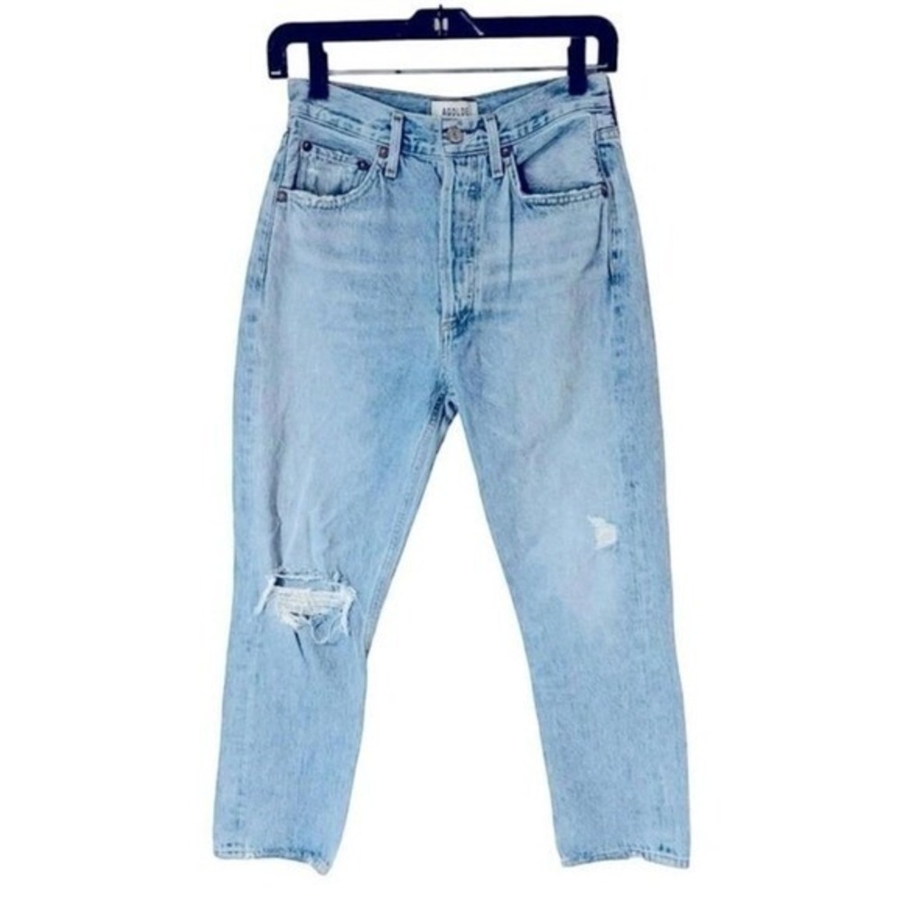 Agolde Riley Jeans High Rise Straight Leg Distressed Light 29 A056B-983